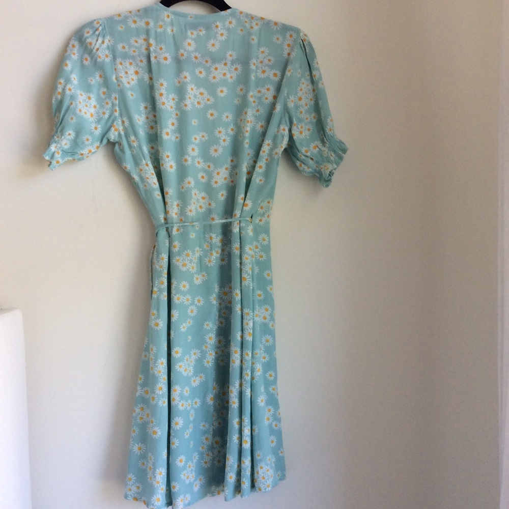 Faithfull the Brand Mint Green Daisy Wrap Mini Dress - Picture 6 of 11